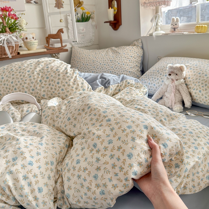 91家纺网 家纺一手货源 找家纺 总-金梦拉 2026新款春夏古法水洗仿棉砂洗云小棉小布袋四件套