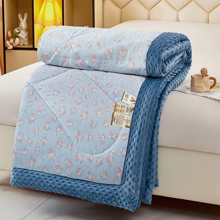 91家纺网 家纺一手货源 找家纺 蔻之羽 （全年现货）2026年新款豆豆被春秋被夏被加厚冬被空调被四季绒被子 兰玲蓝