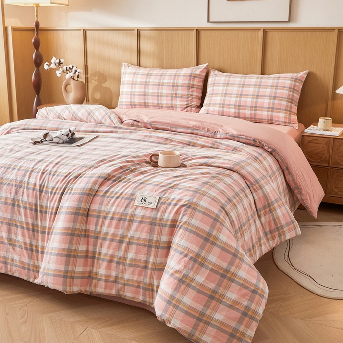 91家纺网 家纺一手货源 找家纺 猎鹿人家纺 2025新款A类水洗棉可拆洗新疆棉花冬被 简兮-粉