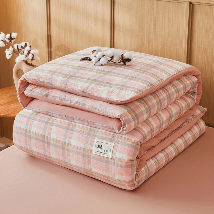 91家纺网 家纺一手货源 找家纺 猎鹿人家纺 2025新款A类水洗棉可拆洗新疆棉花冬被 简兮-粉