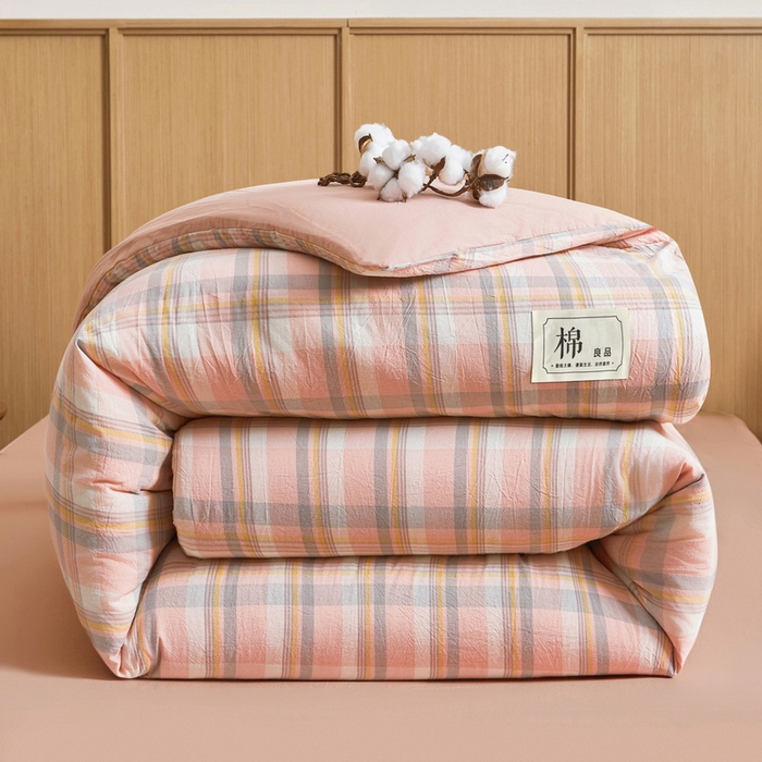 91家纺网 家纺一手货源 找家纺 猎鹿人家纺 2025新款A类水洗棉可拆洗新疆棉花冬被 简兮-粉