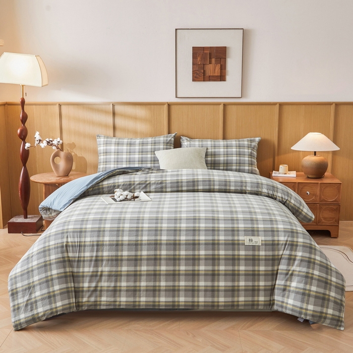 91家纺网 家纺一手货源 找家纺 猎鹿人家纺 2025新款A类水洗棉可拆洗新疆棉花冬被 简兮-灰