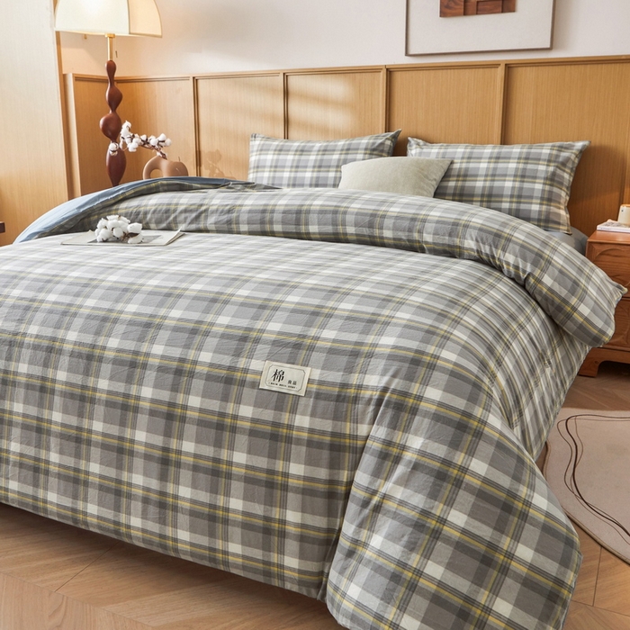 91家纺网 家纺一手货源 找家纺 猎鹿人家纺 2025新款A类水洗棉可拆洗新疆棉花冬被 简兮-灰