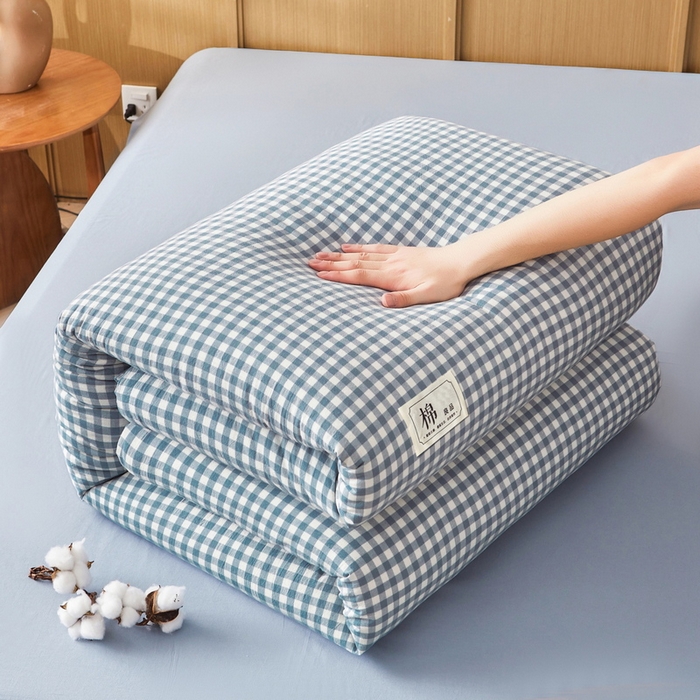 91家纺网 家纺一手货源 找家纺 猎鹿人家纺 2025新款A类水洗棉可拆洗新疆棉花冬被 蓝小格