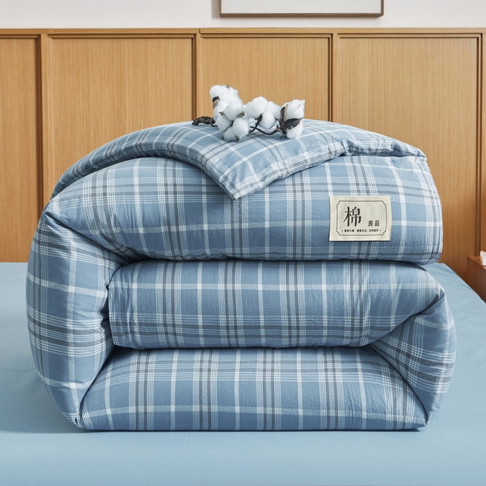 91家纺网 家纺一手货源 找家纺 猎鹿人家纺 2025新款A类水洗棉可拆洗新疆棉花冬被 乔南蓝