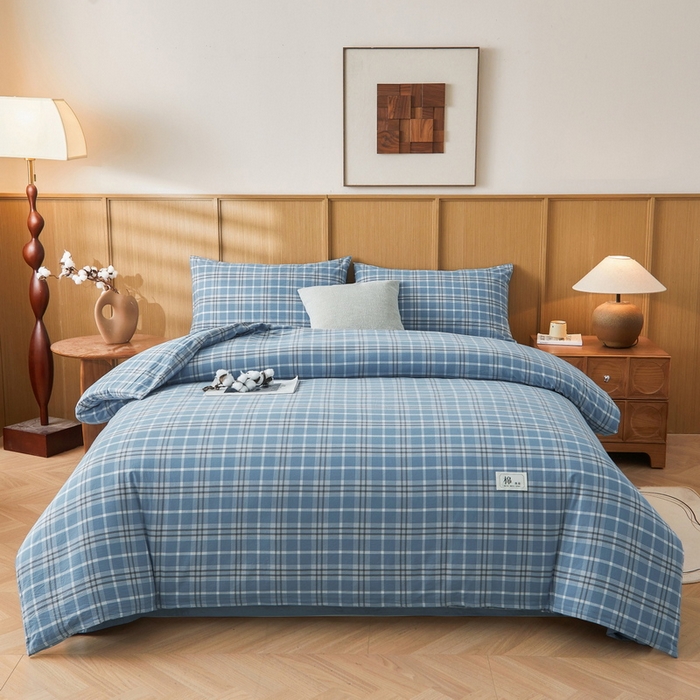 91家纺网 家纺一手货源 找家纺 猎鹿人家纺 2025新款A类水洗棉可拆洗新疆棉花冬被 乔南蓝