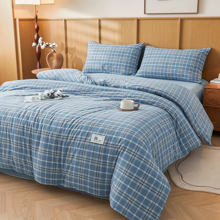 91家纺网 家纺一手货源 找家纺 猎鹿人家纺 2025新款A类水洗棉可拆洗新疆棉花冬被 乔南蓝