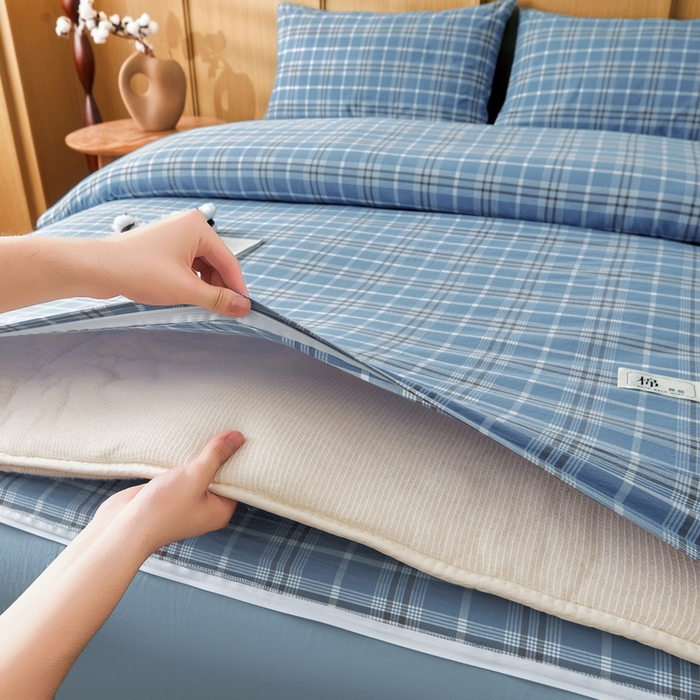 91家纺网 家纺一手货源 找家纺 猎鹿人家纺 2025新款A类水洗棉可拆洗新疆棉花冬被 乔南蓝