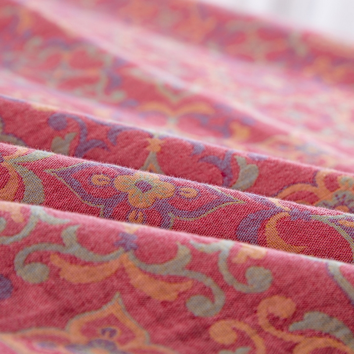 91家纺网 家纺一手货源 找家纺 仰望棉麻双层纱供应链 2025新款全棉色织提花四件套-四叶草纽扣款 四叶草-粉