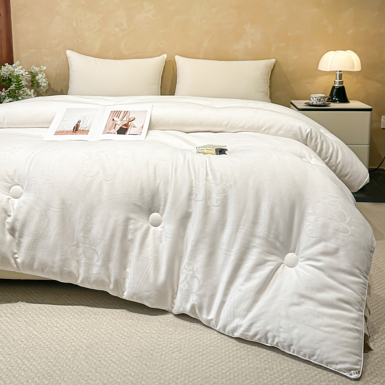 91家纺网 家纺一手货源 找家纺 （总）壹张床 2025新款全棉40支大提花大豆被保暖冬被家用被子被芯春秋被冬被学生被