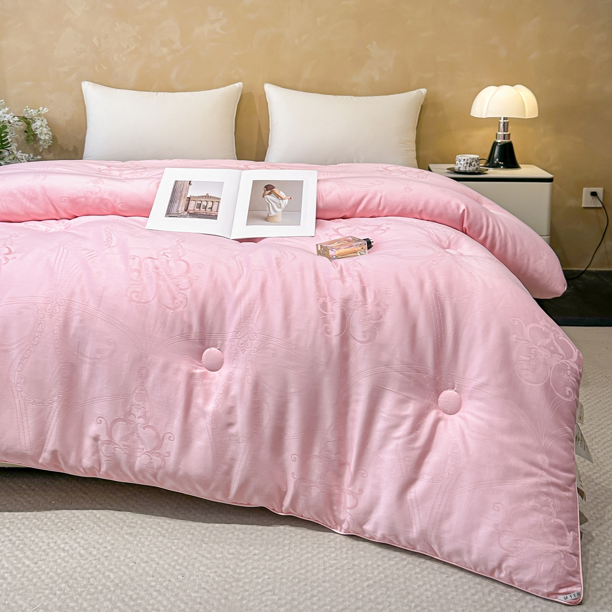 91家纺网 家纺一手货源 找家纺 壹张床 2025新款全棉40支大提花大豆被保暖冬被家用被子被芯春秋被冬被学生被 雅芙-玉