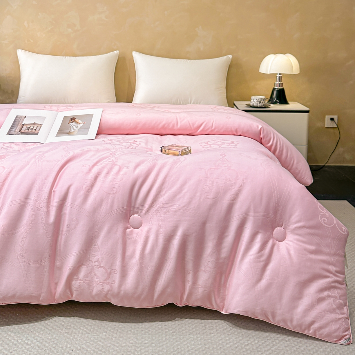 91家纺网 家纺一手货源 找家纺 壹张床 2025新款全棉40支大提花大豆被保暖冬被家用被子被芯春秋被冬被学生被 雅芙-玉