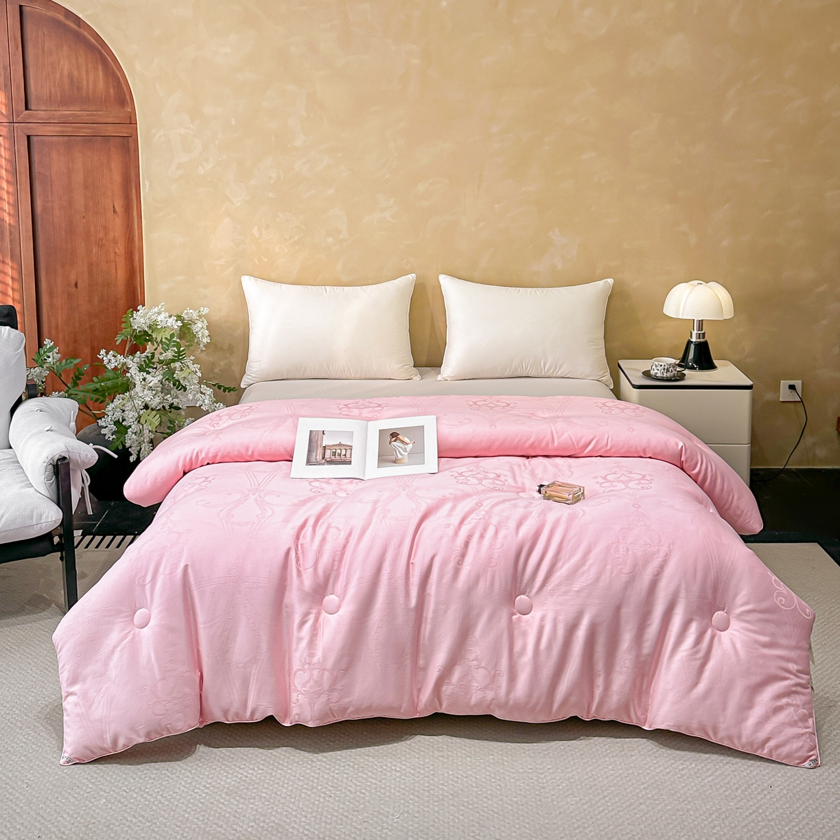 91家纺网 家纺一手货源 找家纺 壹张床 2025新款全棉40支大提花大豆被保暖冬被家用被子被芯春秋被冬被学生被 雅芙-玉