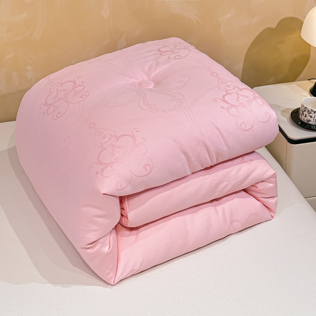 91家纺网 家纺一手货源 找家纺 壹张床 2025新款全棉40支大提花大豆被保暖冬被家用被子被芯春秋被冬被学生被 雅芙-玉