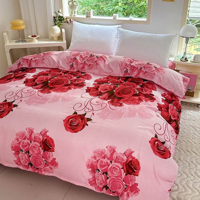 91家纺网 家纺一手货源 找家纺 亿佳人 芦荟棉被套，被罩化纤被套 玫瑰之约