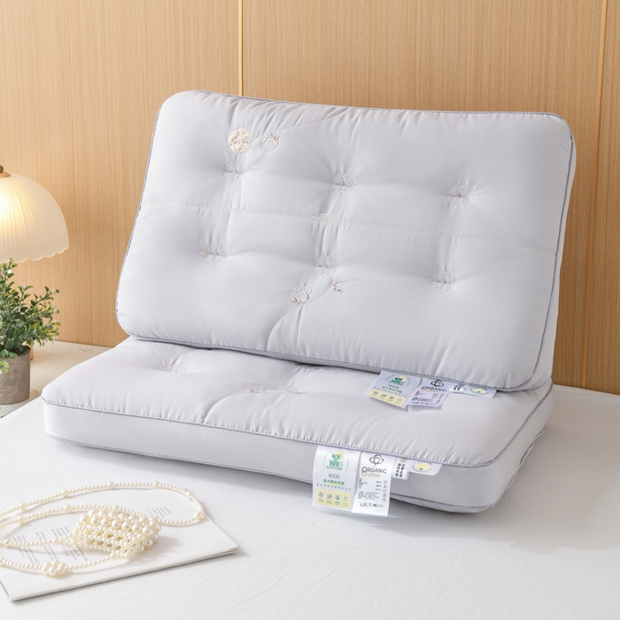 仁宇枕业 2025新款新品彩色棉花朵枕头枕芯 彩色棉花朵枕-灰色