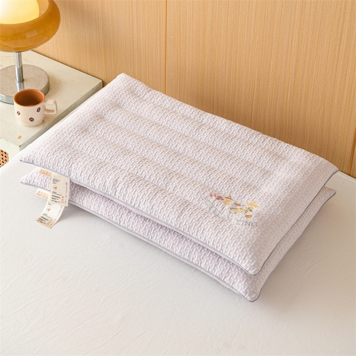 91家纺网 家纺一手货源 找家纺 仁宇枕业 2025新款新品彩色针织棉低枕头枕芯 针织棉低枕小香豆-灰色