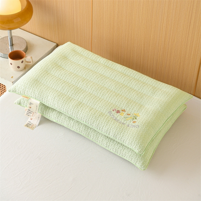 91家纺网 家纺一手货源 找家纺 仁宇枕业 2025新款新品彩色针织棉低枕头枕芯 针织棉低枕小香豆-绿色