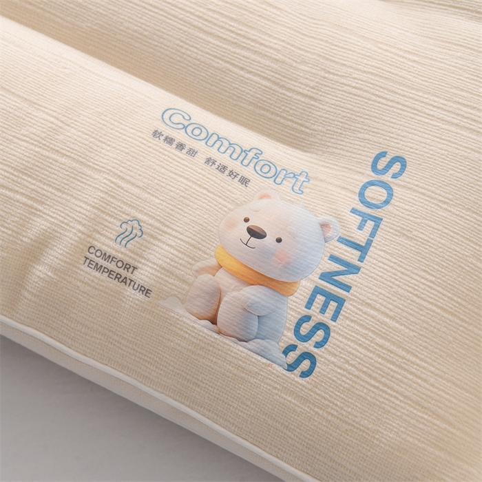 91家纺网 家纺一手货源 找家纺 仁宇枕业 2025新款新品摩卡布兰奇剪花绒低枕头枕芯 摩卡布兰奇剪花绒-打坐熊米色