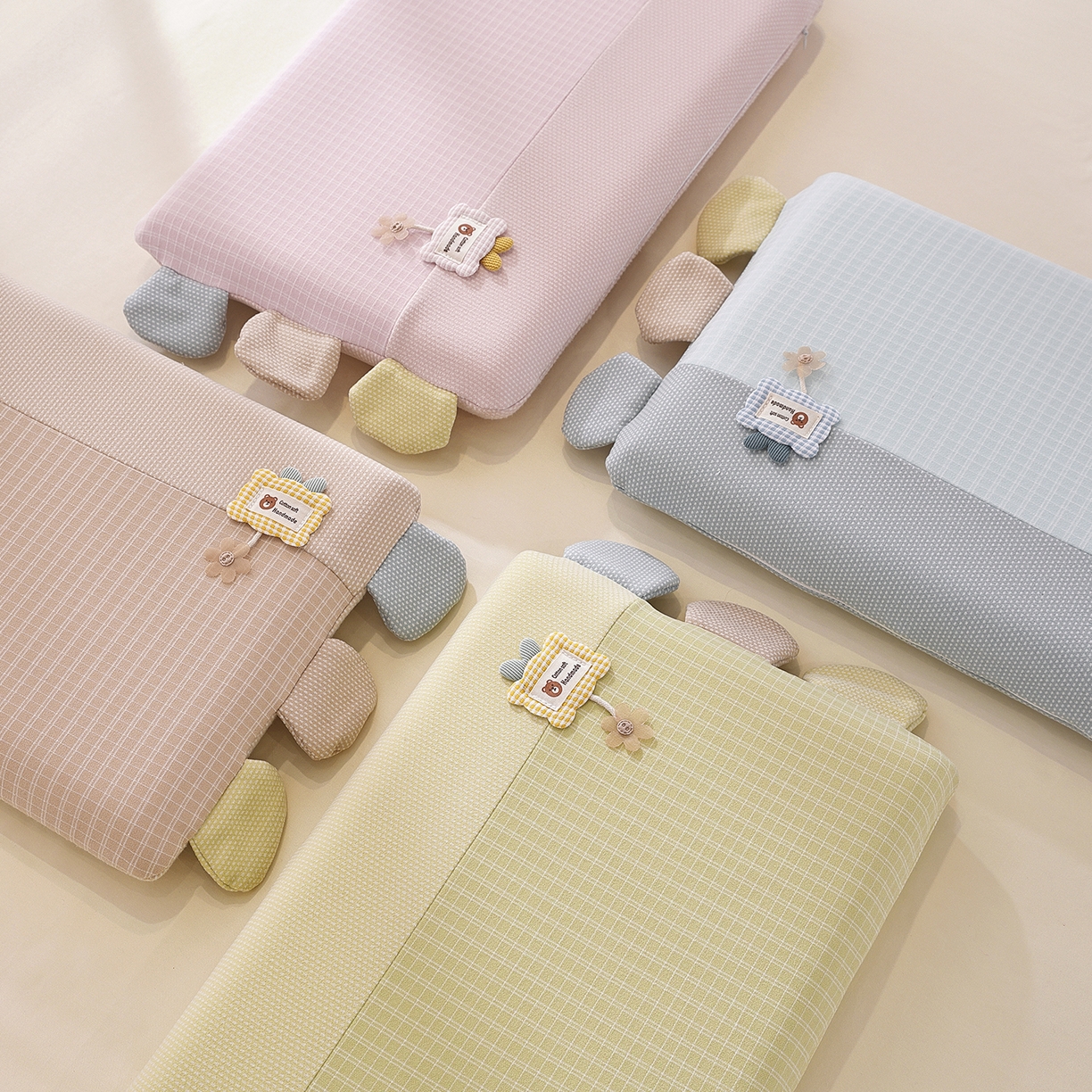 91家纺网 家纺一手货源 找家纺 仁宇枕业 2025新款新品亲肤暖绒礼物熊儿童安抚记忆枕头枕芯 组合图