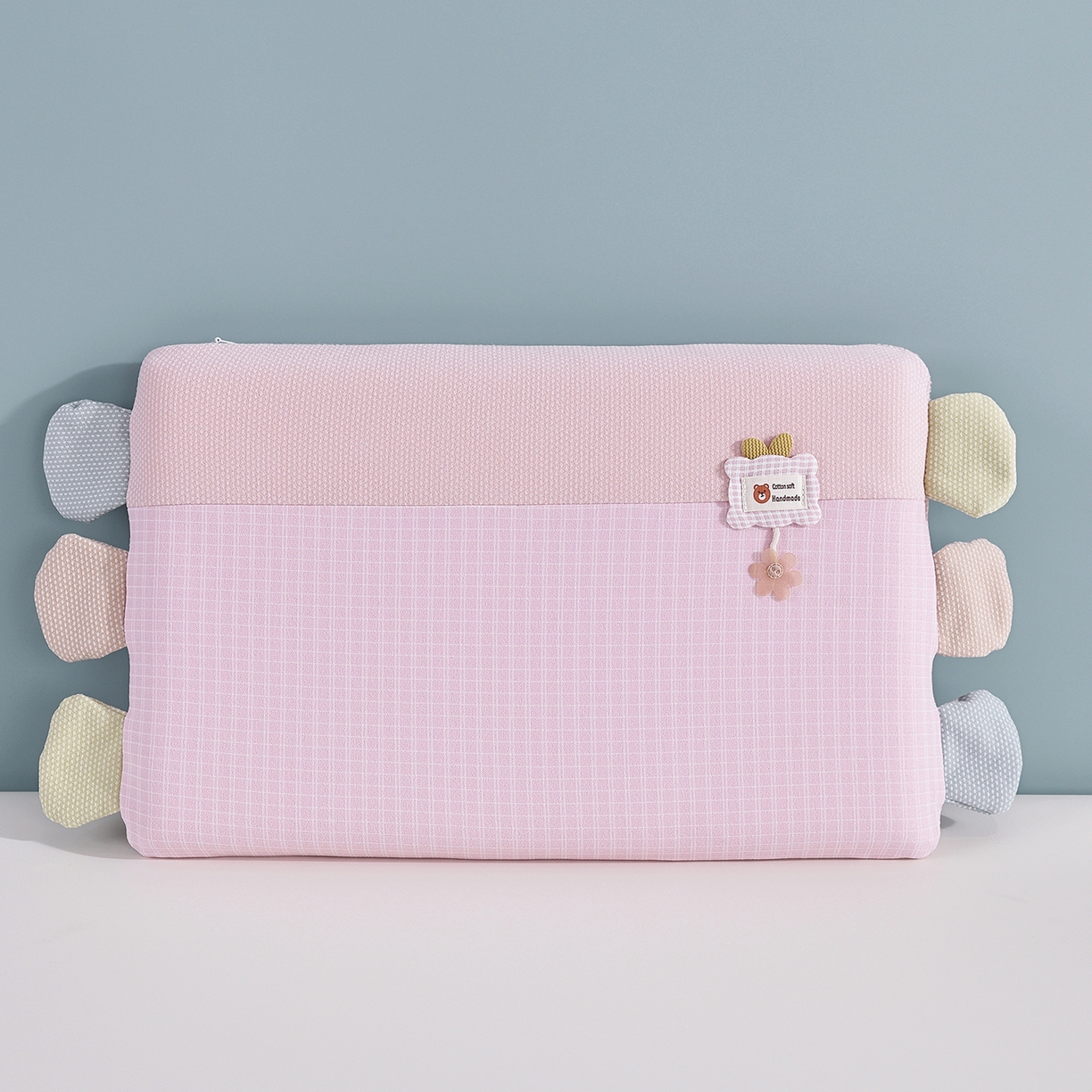 仁宇枕业 2025新款新品亲肤暖绒礼物熊儿童安抚记忆枕头枕芯 暖绒礼物熊安抚枕-粉色