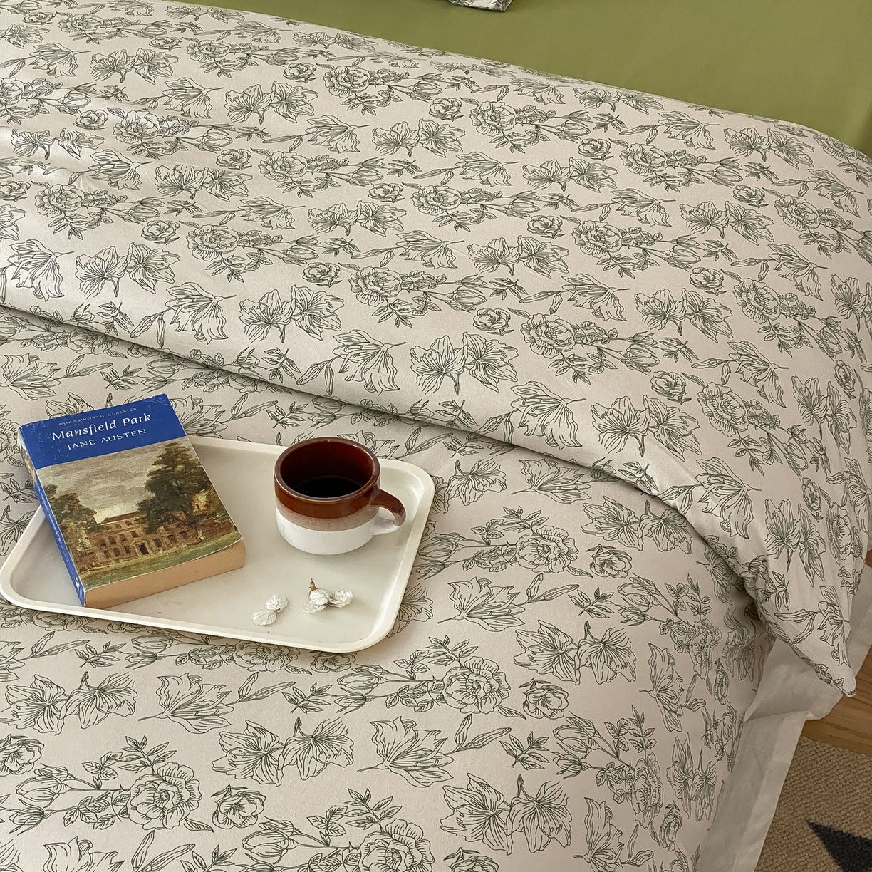 91家纺网 家纺一手货源 找家纺 爱丽丝 2026新款全棉针织四件套 茶白