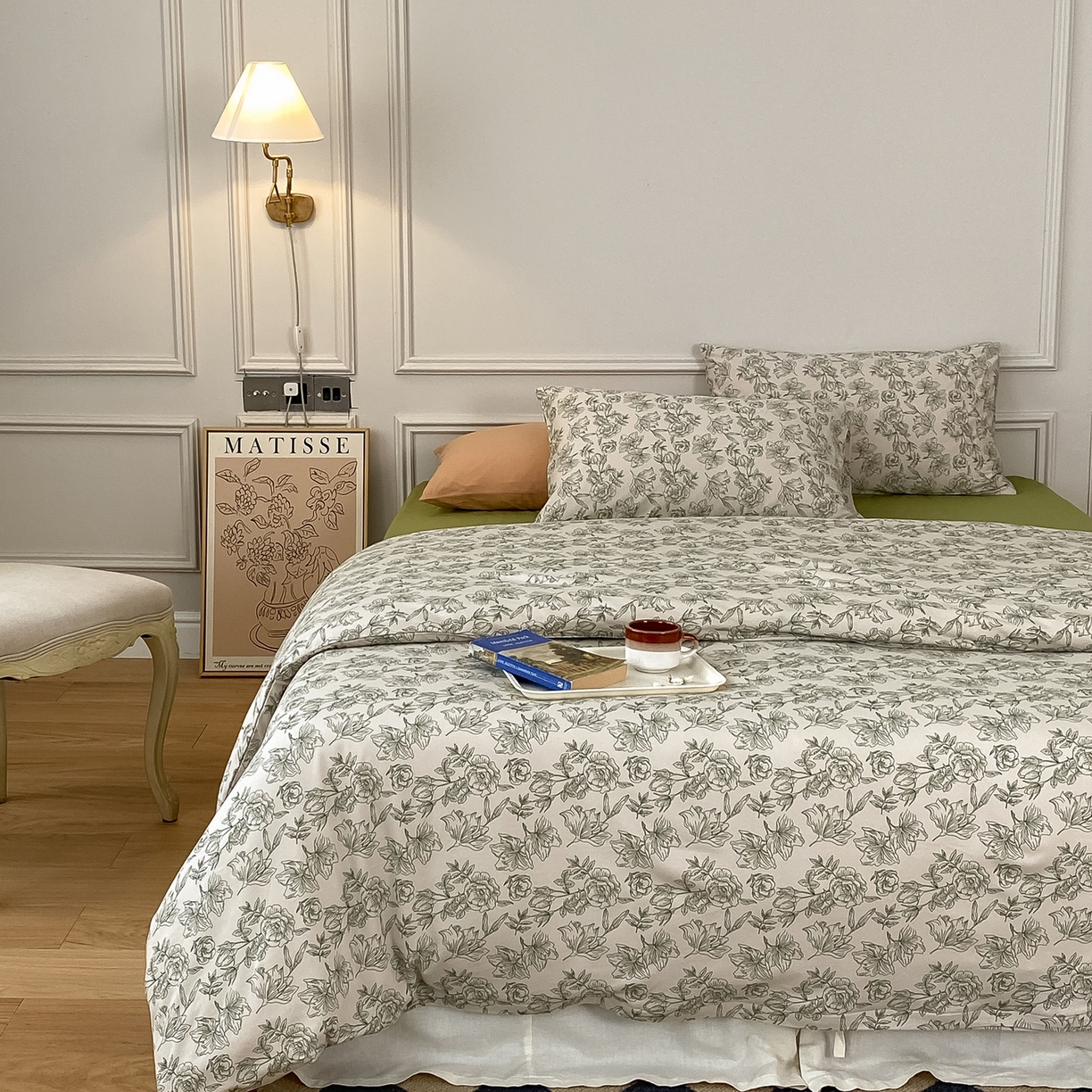 91家纺网 家纺一手货源 找家纺 爱丽丝 2026新款全棉针织四件套 茶白