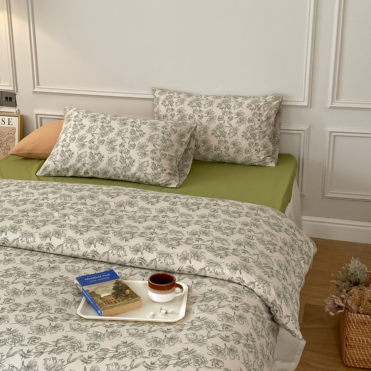 91家纺网 家纺一手货源 找家纺 爱丽丝 2026新款全棉针织四件套 茶白