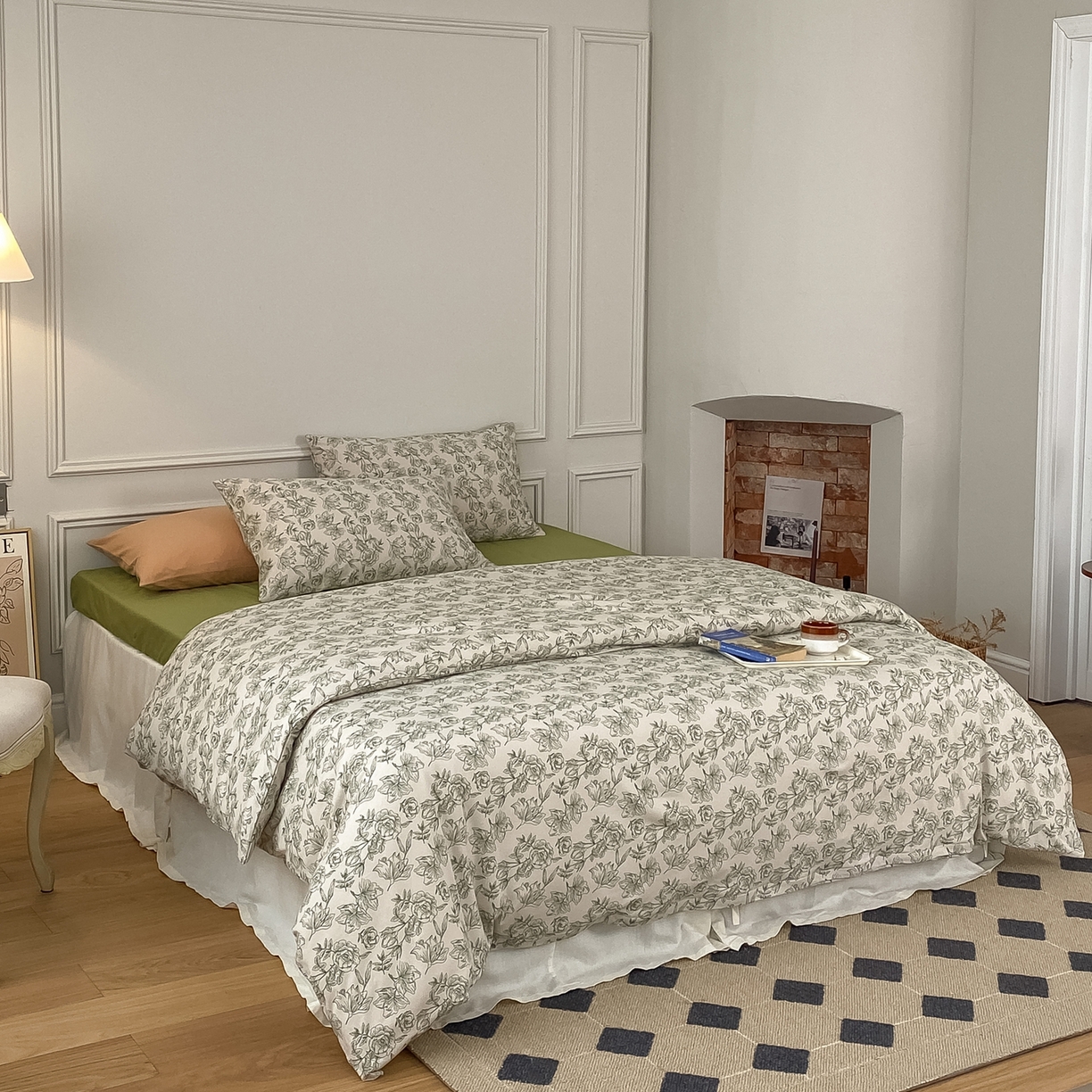 91家纺网 家纺一手货源 找家纺 爱丽丝 2026新款全棉针织四件套 茶白