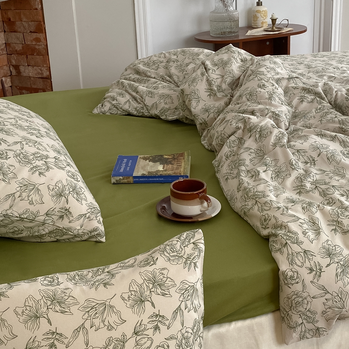 91家纺网 家纺一手货源 找家纺 爱丽丝 2026新款全棉针织四件套 茶白