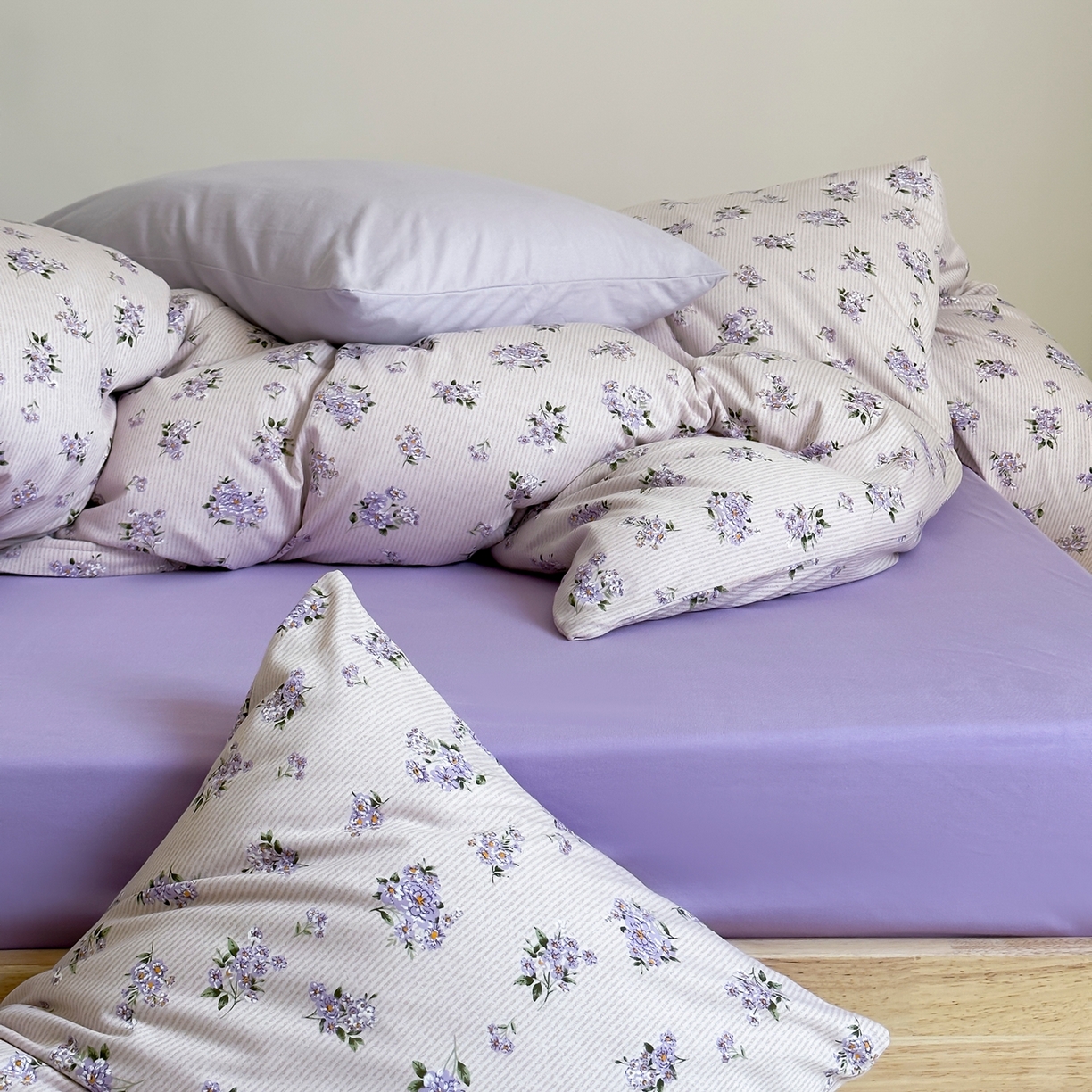 91家纺网 家纺一手货源 找家纺 爱丽丝 2026新款全棉针织四件套 迷迭紫