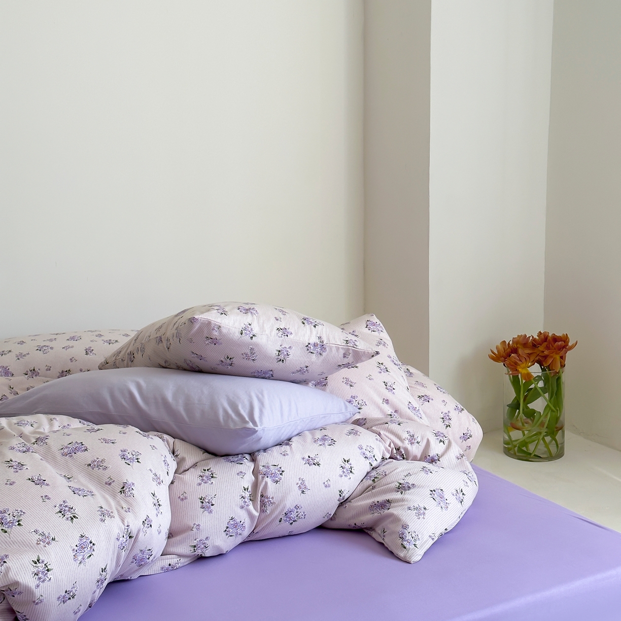 91家纺网 家纺一手货源 找家纺 爱丽丝 2026新款全棉针织四件套 迷迭紫