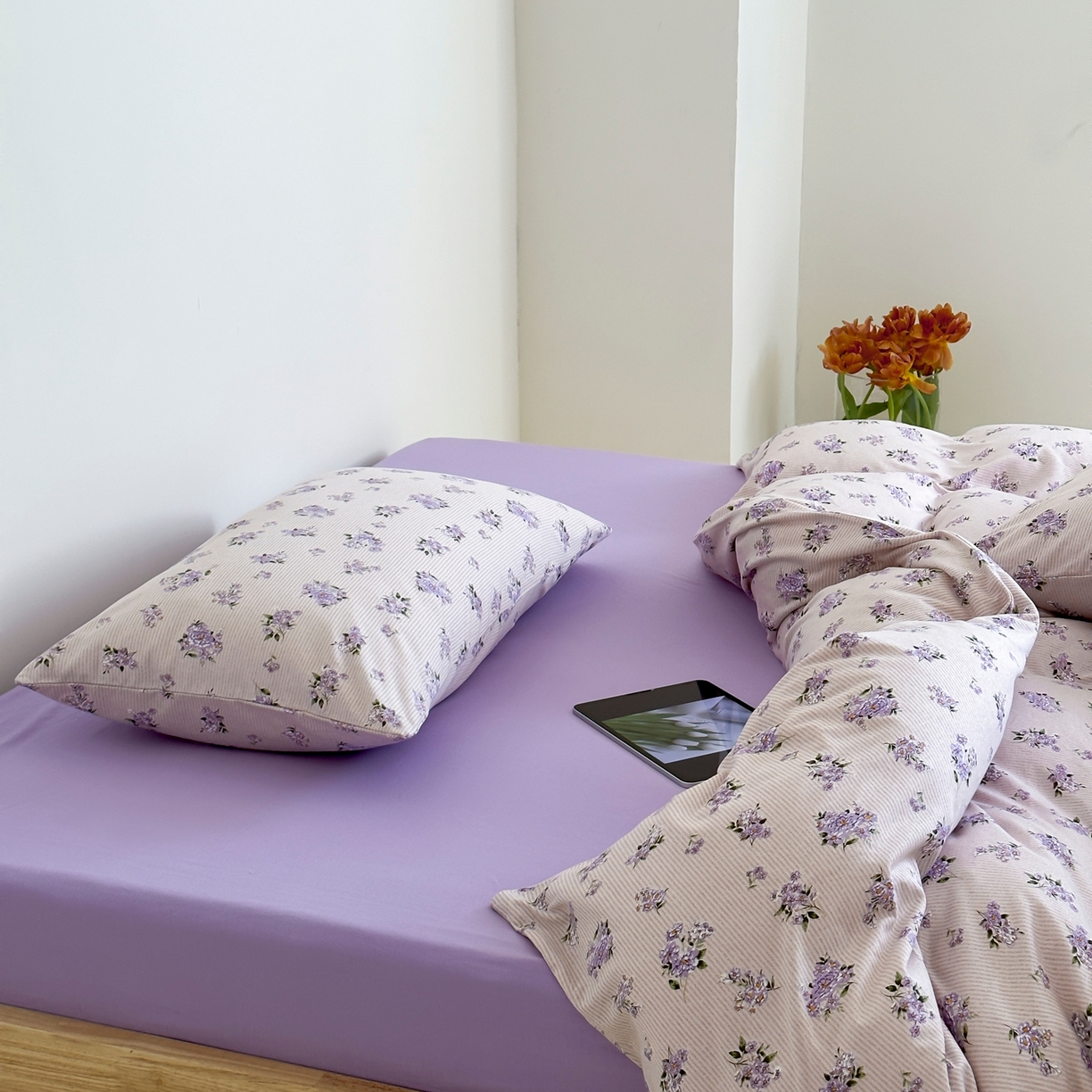 91家纺网 家纺一手货源 找家纺 爱丽丝 2026新款全棉针织四件套 迷迭紫