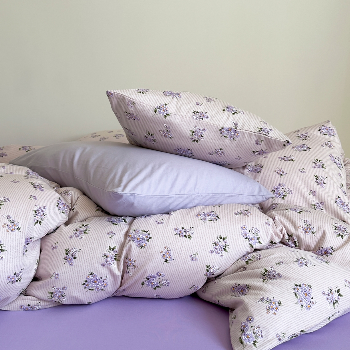 91家纺网 家纺一手货源 找家纺 爱丽丝 2026新款全棉针织四件套 迷迭紫