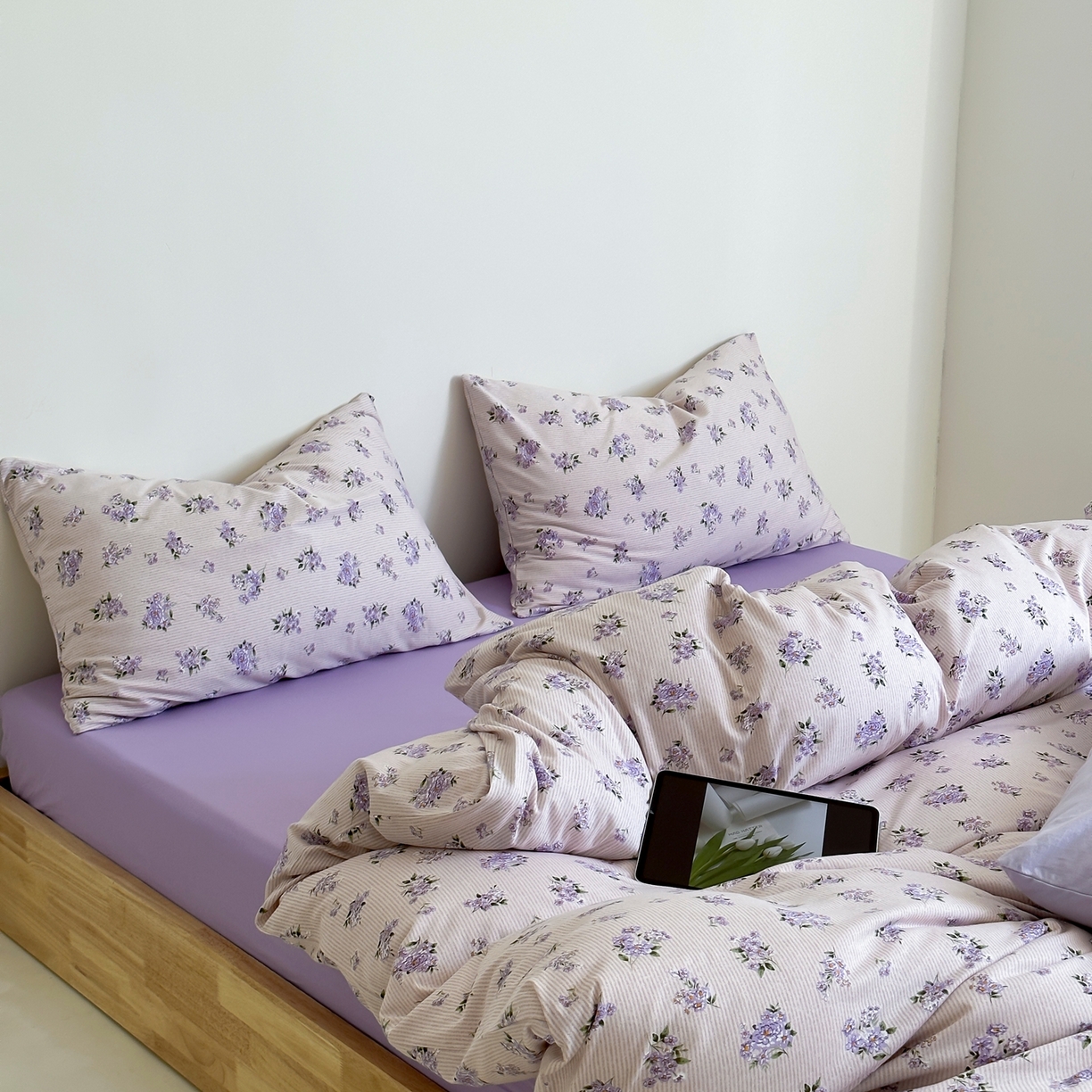 91家纺网 家纺一手货源 找家纺 爱丽丝 2026新款全棉针织四件套 迷迭紫