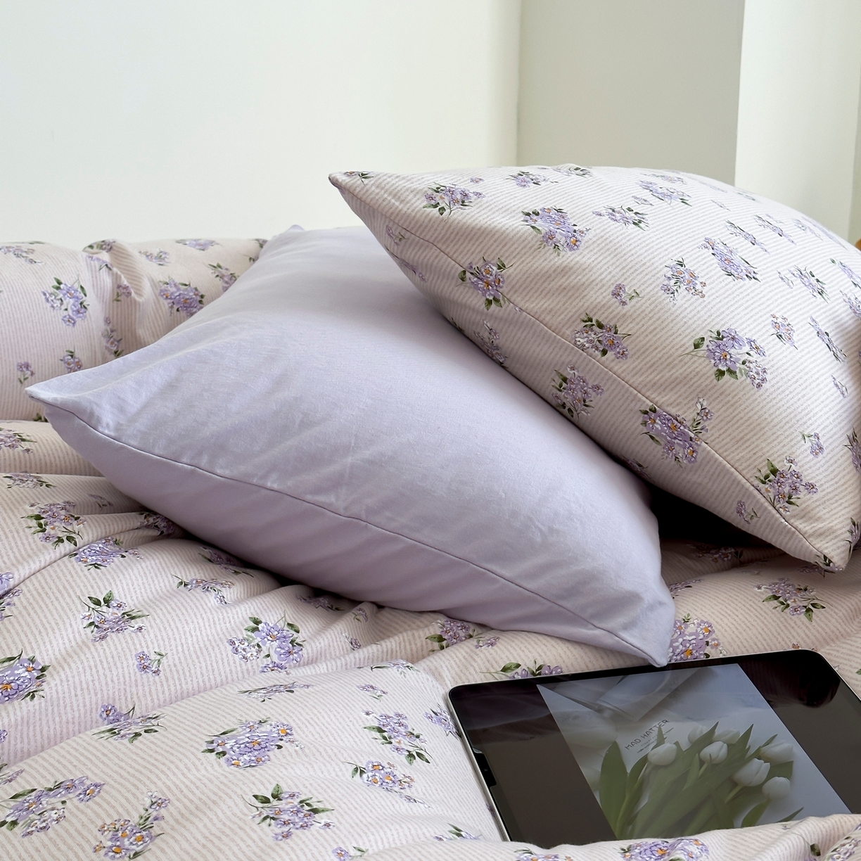 91家纺网 家纺一手货源 找家纺 爱丽丝 2026新款全棉针织四件套 迷迭紫