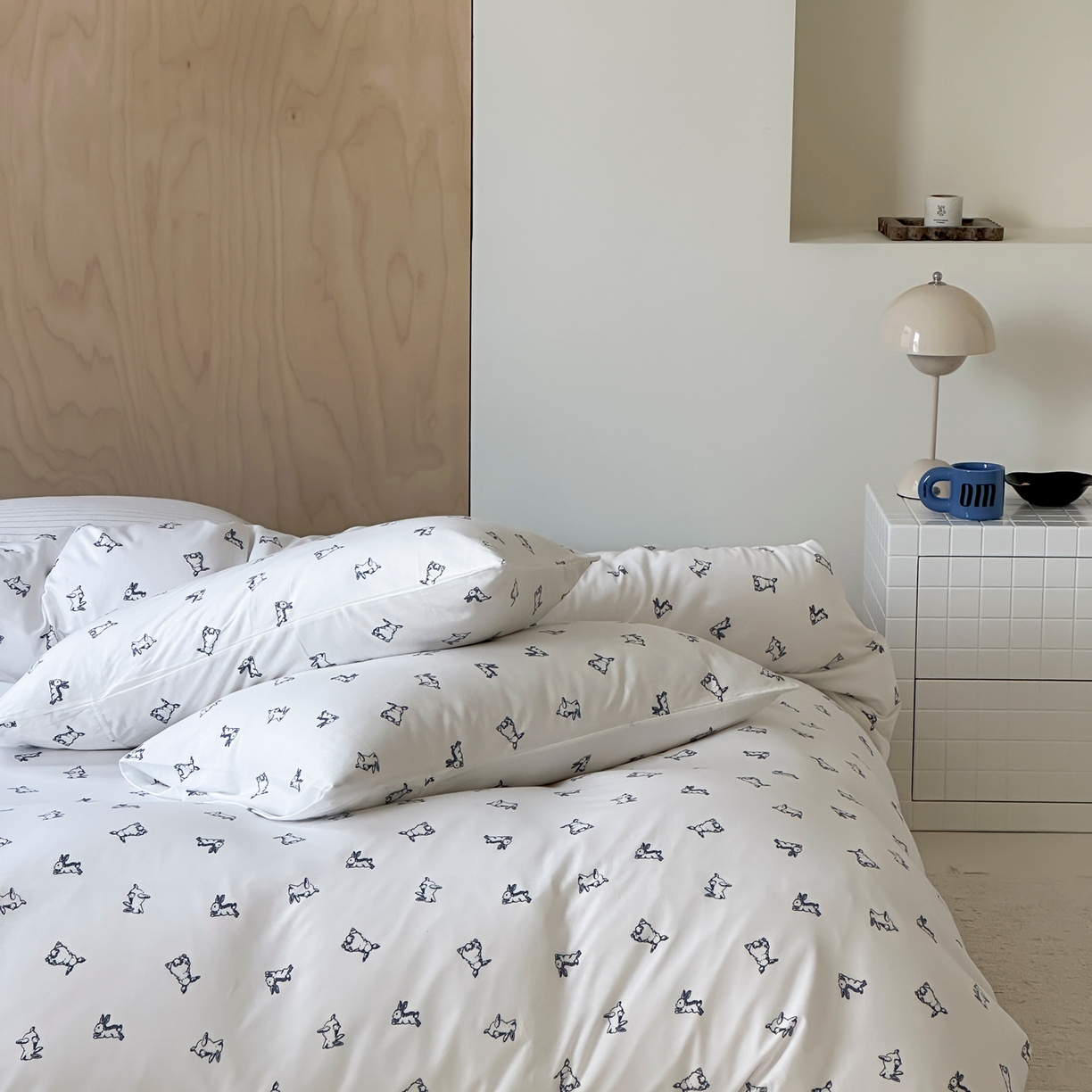 91家纺网 家纺一手货源 找家纺 爱丽丝 2026新款全棉针织四件套 屁屁兔