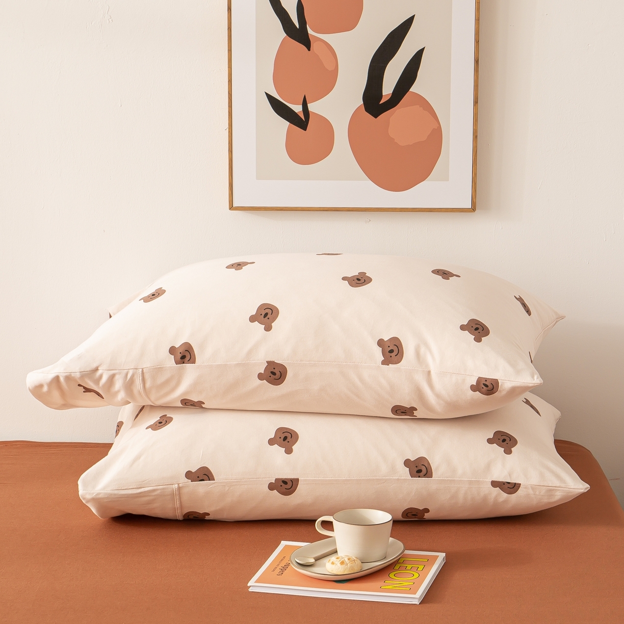 爱丽丝 2026新款全棉针织四件套 晚安熊-米