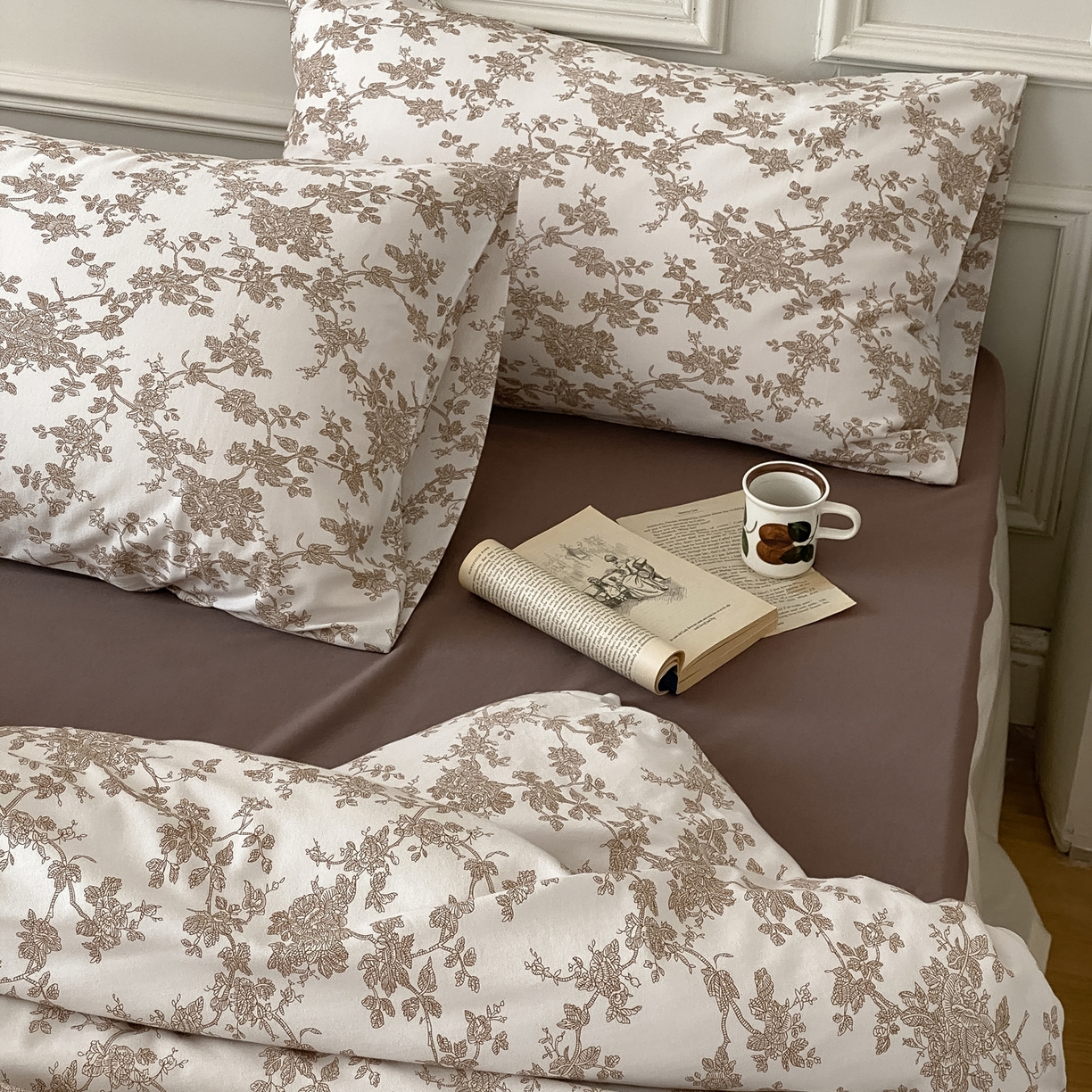 91家纺网 家纺一手货源 找家纺 爱丽丝 2026新款全棉针织四件套 胭栀