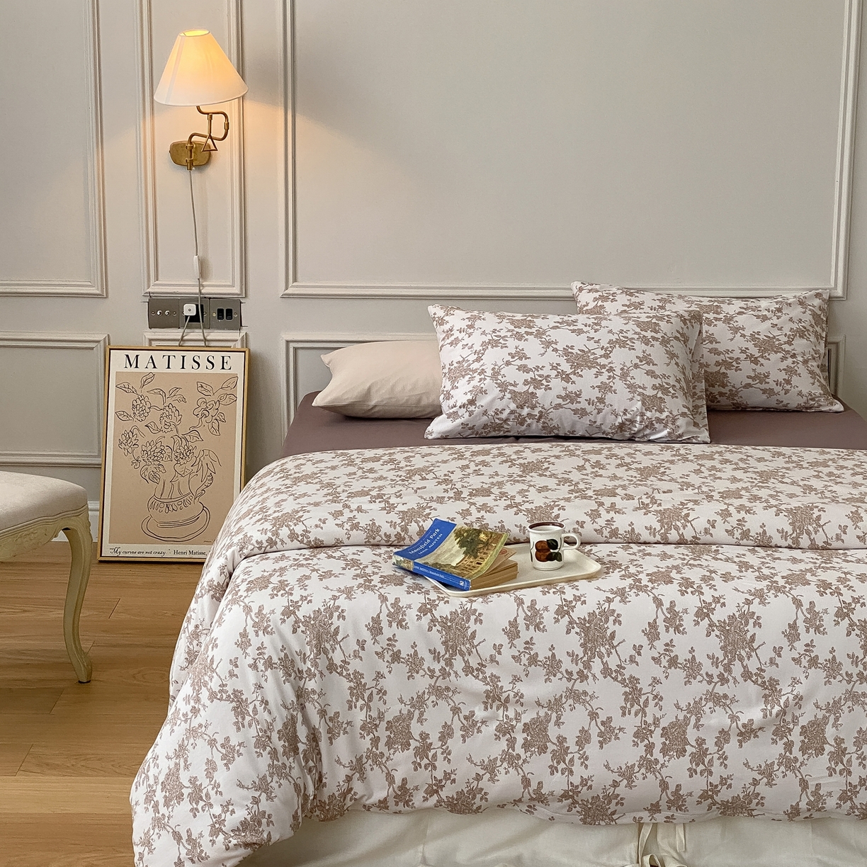 91家纺网 家纺一手货源 找家纺 爱丽丝 2026新款全棉针织四件套 胭栀