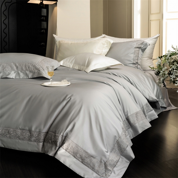 91家纺网 家纺一手货源 找家纺 馨蕊家居 2025秋冬新品超细旦磨毛高奢系列四件套-兰芙 兰芙-高级灰