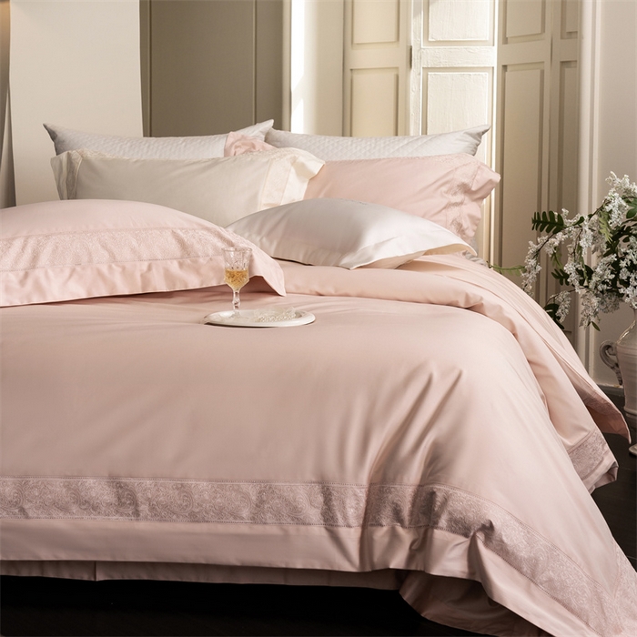 91家纺网 家纺一手货源 找家纺 馨蕊家居 2025秋冬新品超细旦磨毛高奢系列四件套-兰芙 兰芙-蔷薇粉