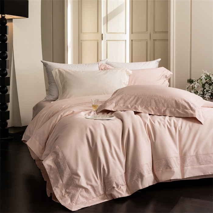 91家纺网 家纺一手货源 找家纺 馨蕊家居 2025秋冬新品超细旦磨毛高奢系列四件套-兰芙 兰芙-蔷薇粉