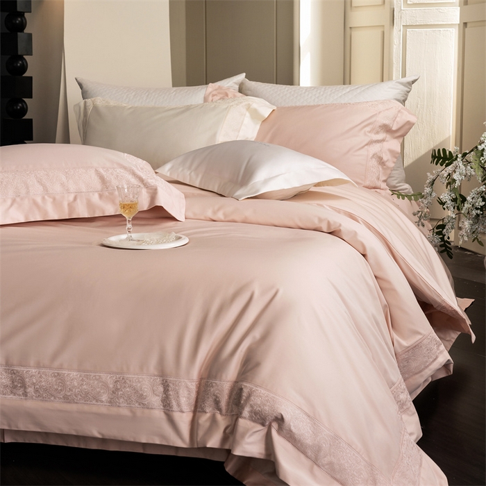 91家纺网 家纺一手货源 找家纺 馨蕊家居 2025秋冬新品超细旦磨毛高奢系列四件套-兰芙 兰芙-蔷薇粉