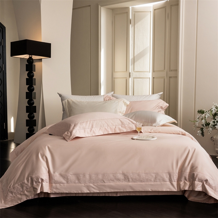馨蕊家居 2025秋冬新品超细旦磨毛高奢系列四件套-兰芙 兰芙-蔷薇粉