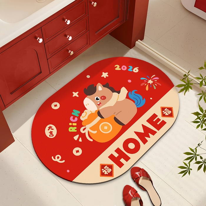 91家纺网 家纺一手货源 找家纺 （总）卡初家居（原微来） 2026新款马年浴室硅藻泥地垫