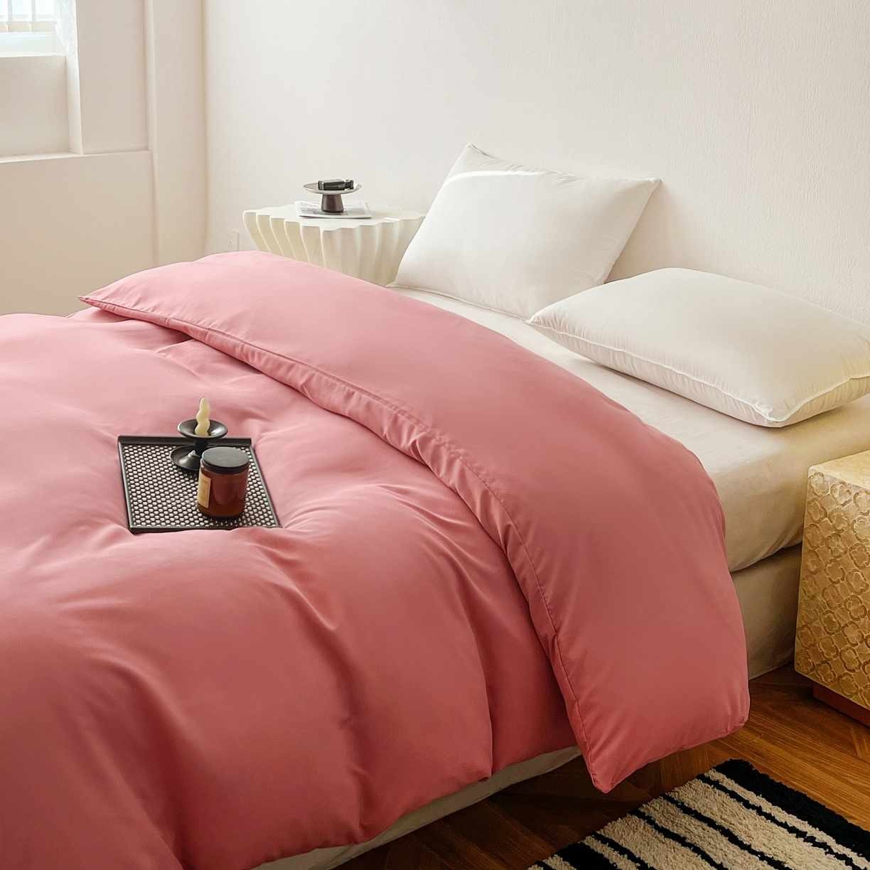 91家纺网 家纺一手货源 找家纺 恬澳家纺 2025外贸跨境电商亚马逊速卖通纯色单品单被套欧美尺寸多多跨境平台TEMU SHEIN 极简-玫瑰粉