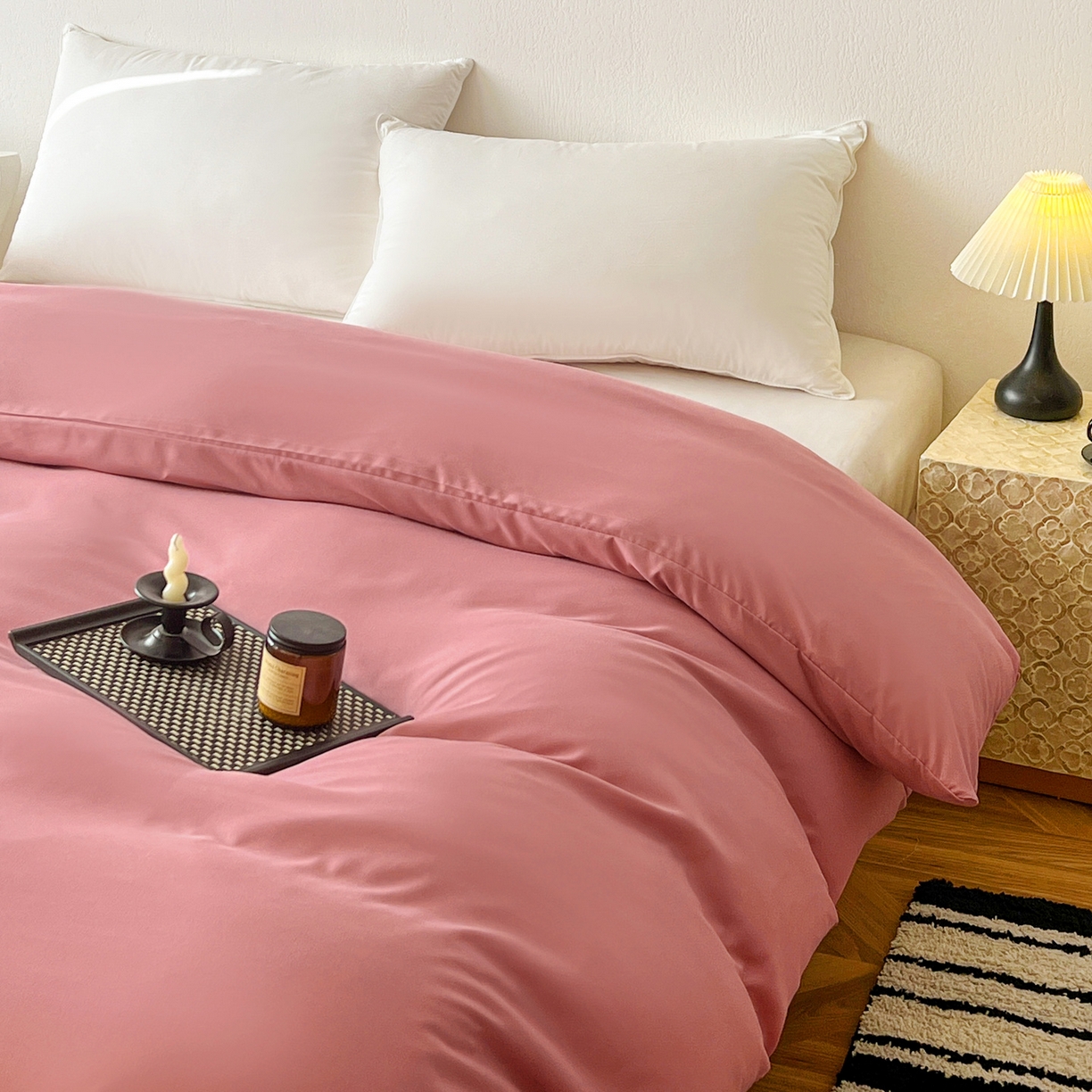 91家纺网 家纺一手货源 找家纺 恬澳家纺 2025外贸跨境电商亚马逊速卖通纯色单品单被套欧美尺寸多多跨境平台TEMU SHEIN 极简-玫瑰粉