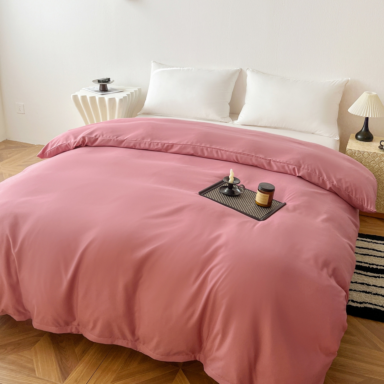 91家纺网 家纺一手货源 找家纺 恬澳家纺 2025外贸跨境电商亚马逊速卖通纯色单品单被套欧美尺寸多多跨境平台TEMU SHEIN 极简-玫瑰粉