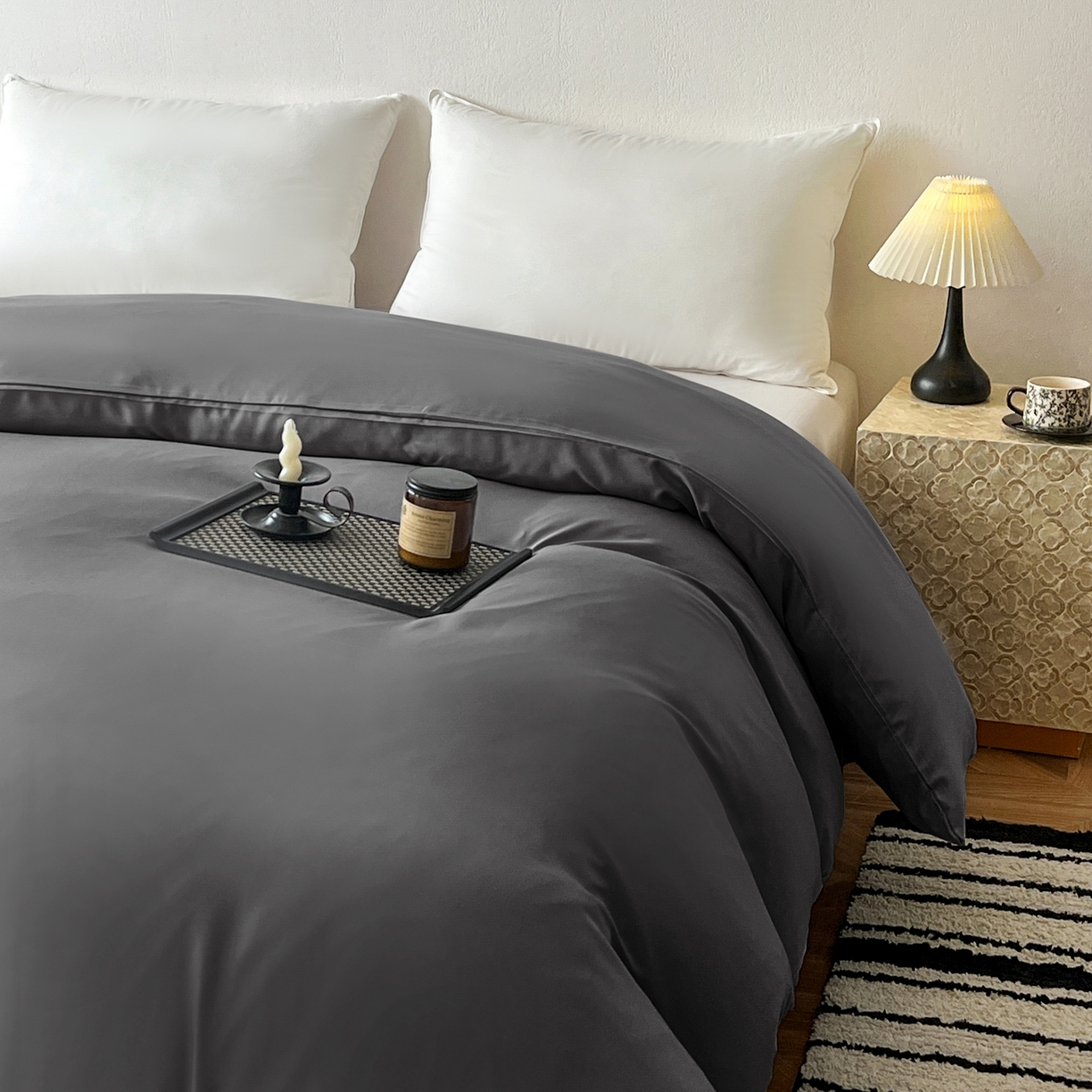 91家纺网 家纺一手货源 找家纺 恬澳家纺 2025外贸跨境电商亚马逊速卖通纯色单品单被套欧美尺寸多多跨境平台TEMU SHEIN 极简-暗灰色